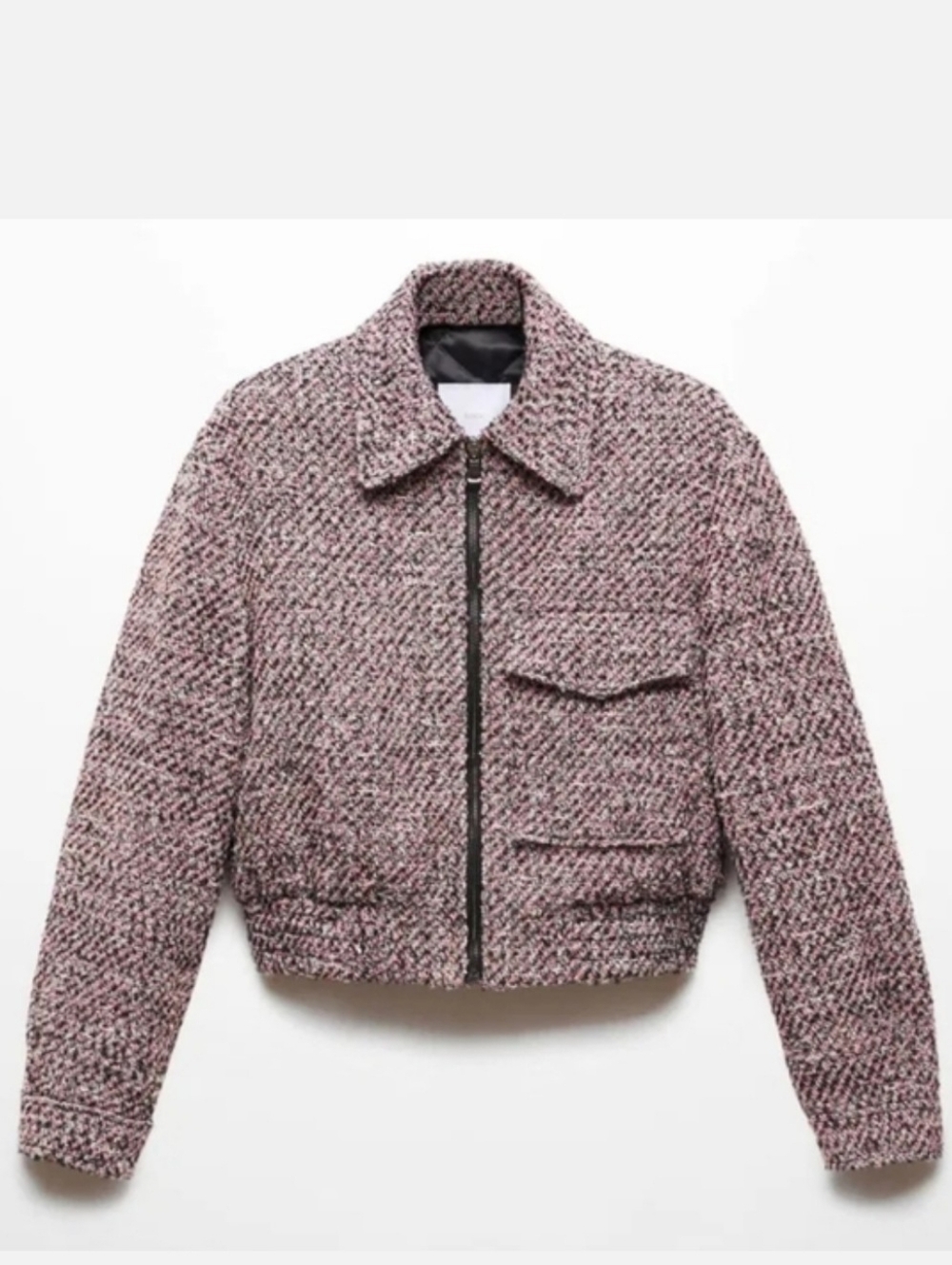Mango Tweed Bomber Jacket, Size S